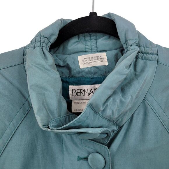 Vtg Bernardo Womens Robins Egg Blue Trench Coat Sz M Button Front City Chic - Picture 5 of 13